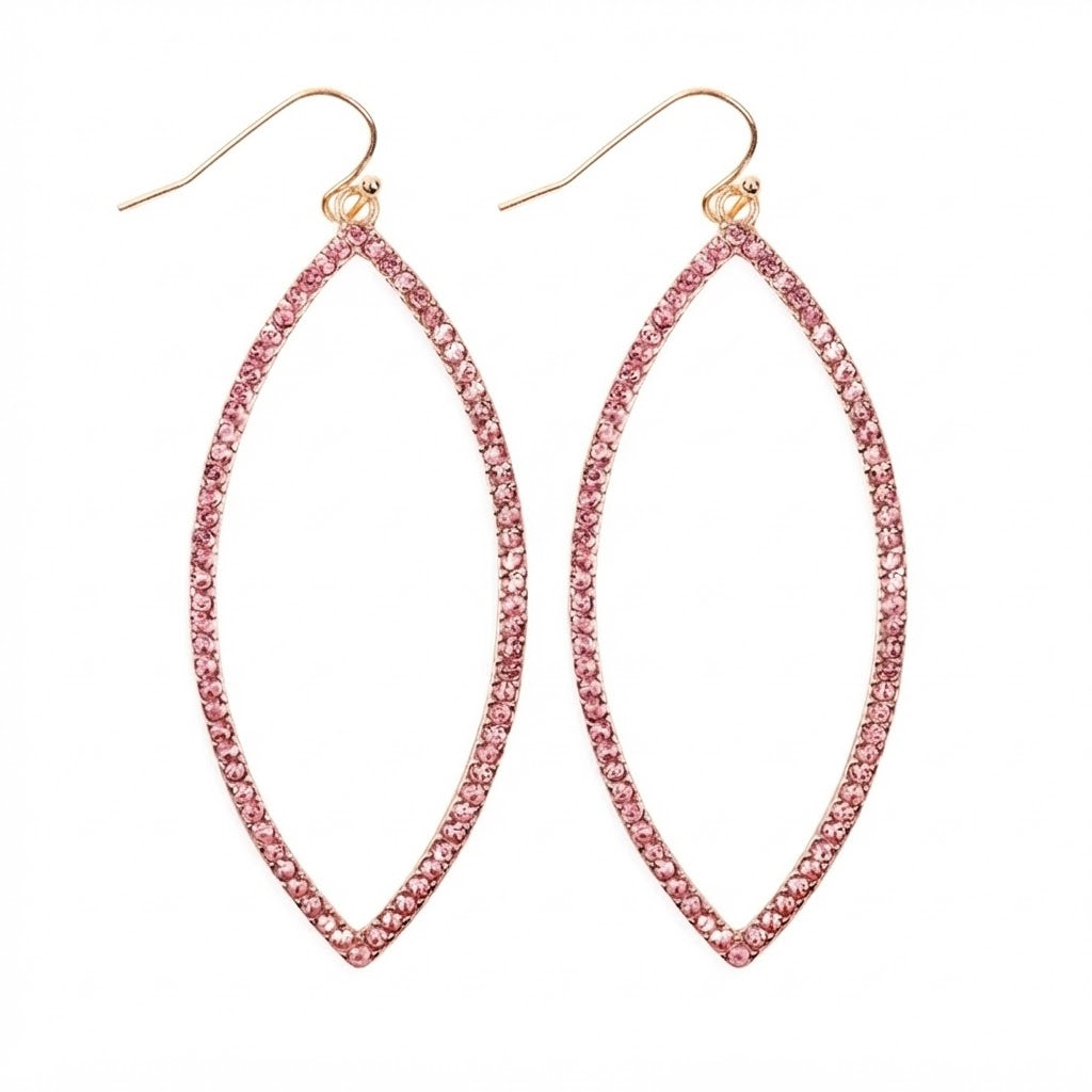 Open Marquise Pink Rhinestone Earrings