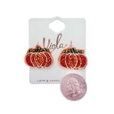 Pumpkin Stud Beaded Earrings