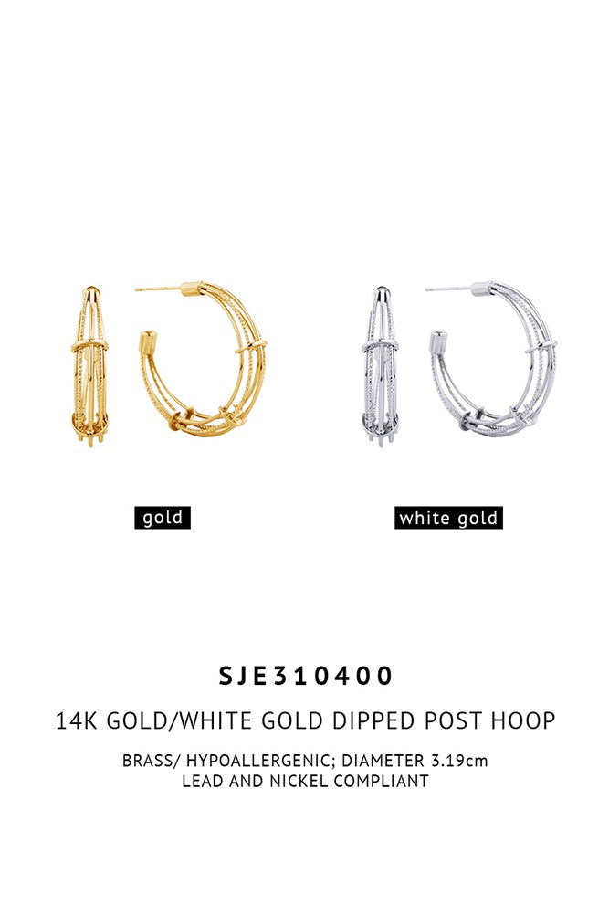 14k Dipped Post Hoop Earrings