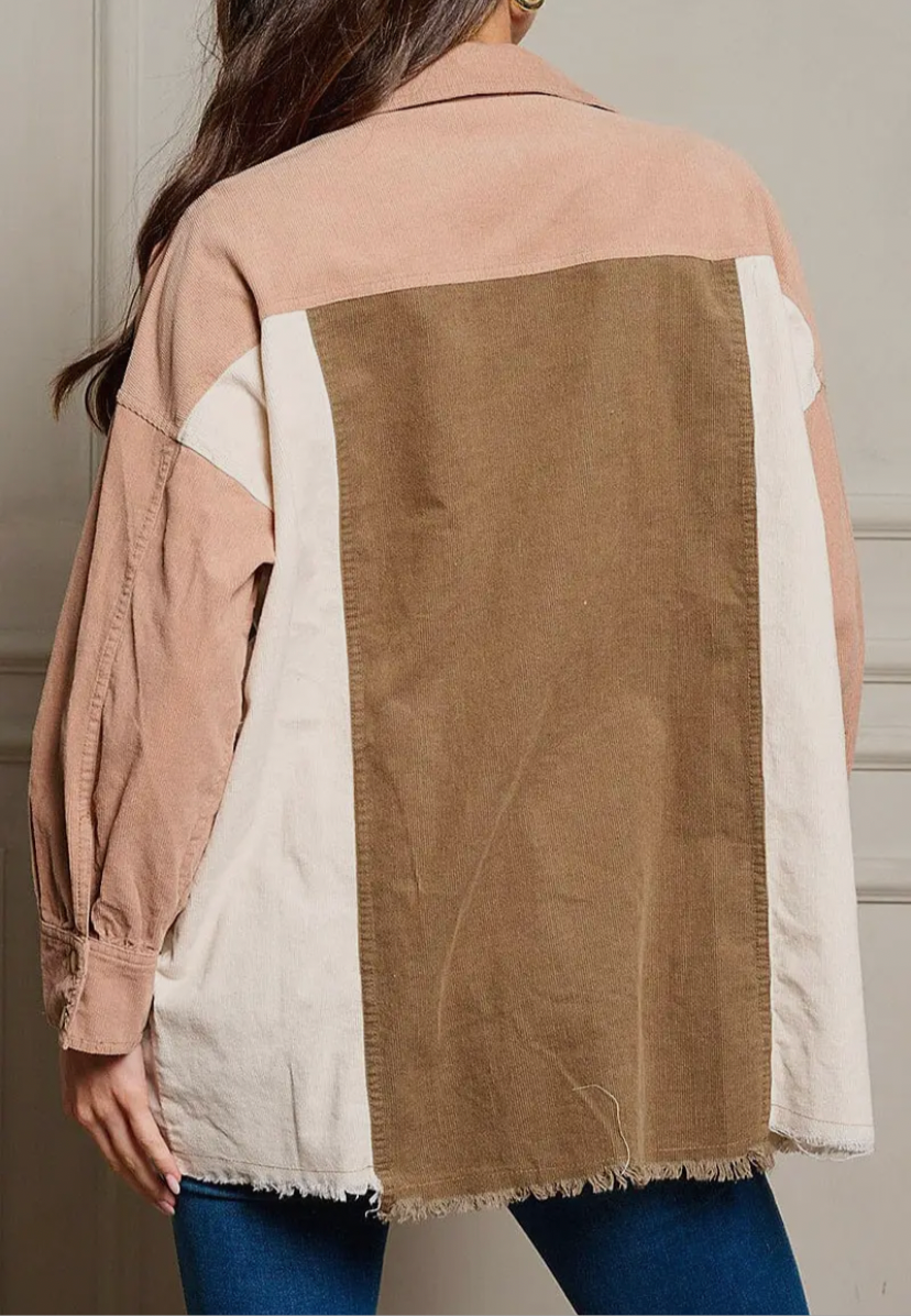 Colorblock Corduroy Shacket