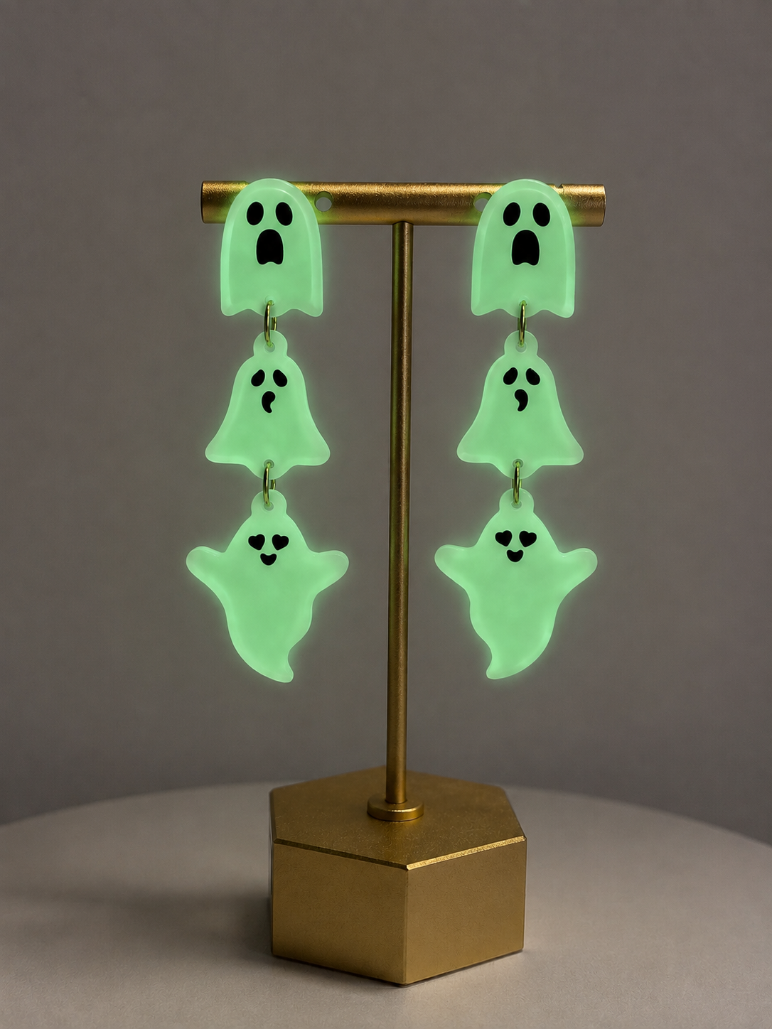 Glow-in-the-Dark Triple Ghost Drop Earrings