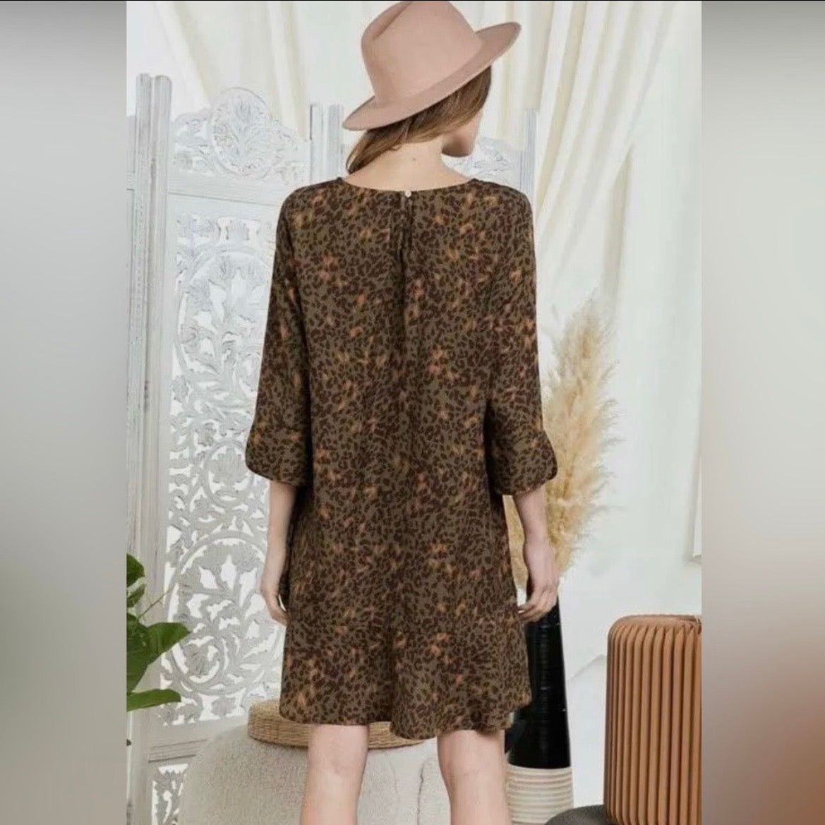 Leopard Animal Print Ruffle Hem Dress