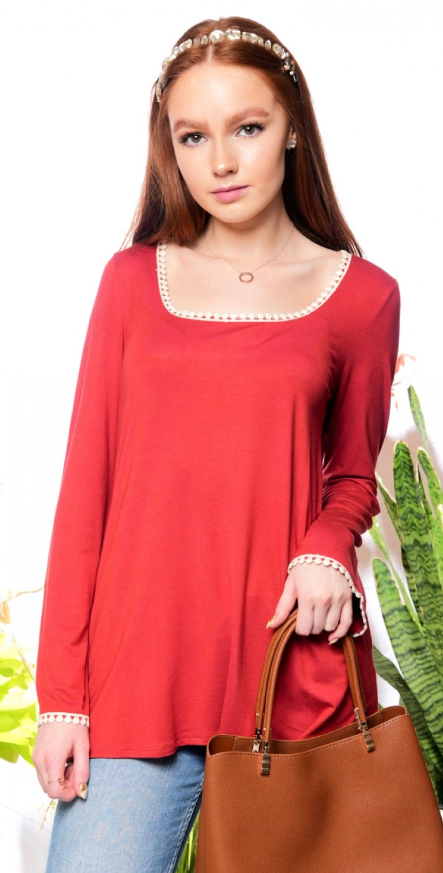 Lace Detail Long Sleeve Top