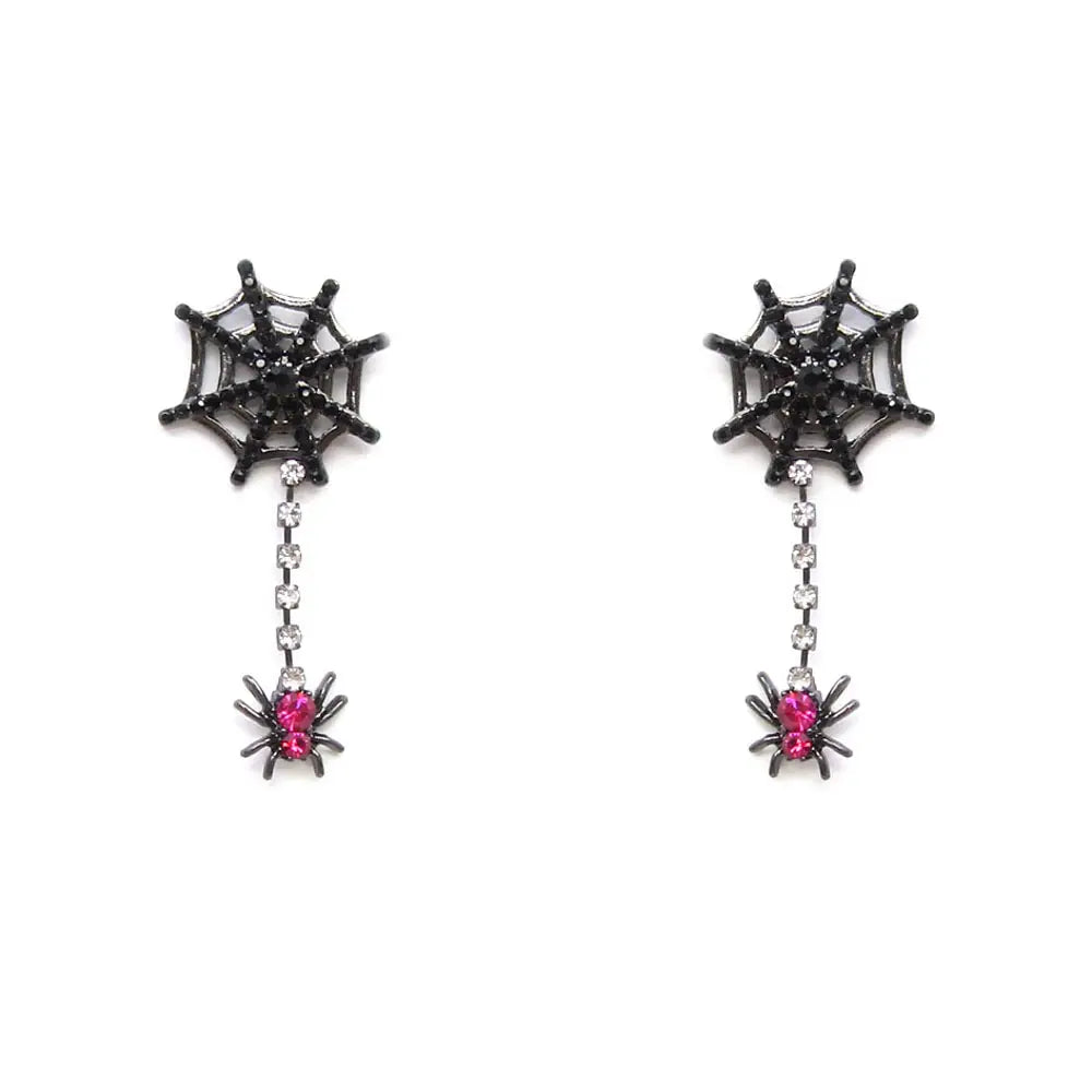 Rhinestone Spider Web Earrings