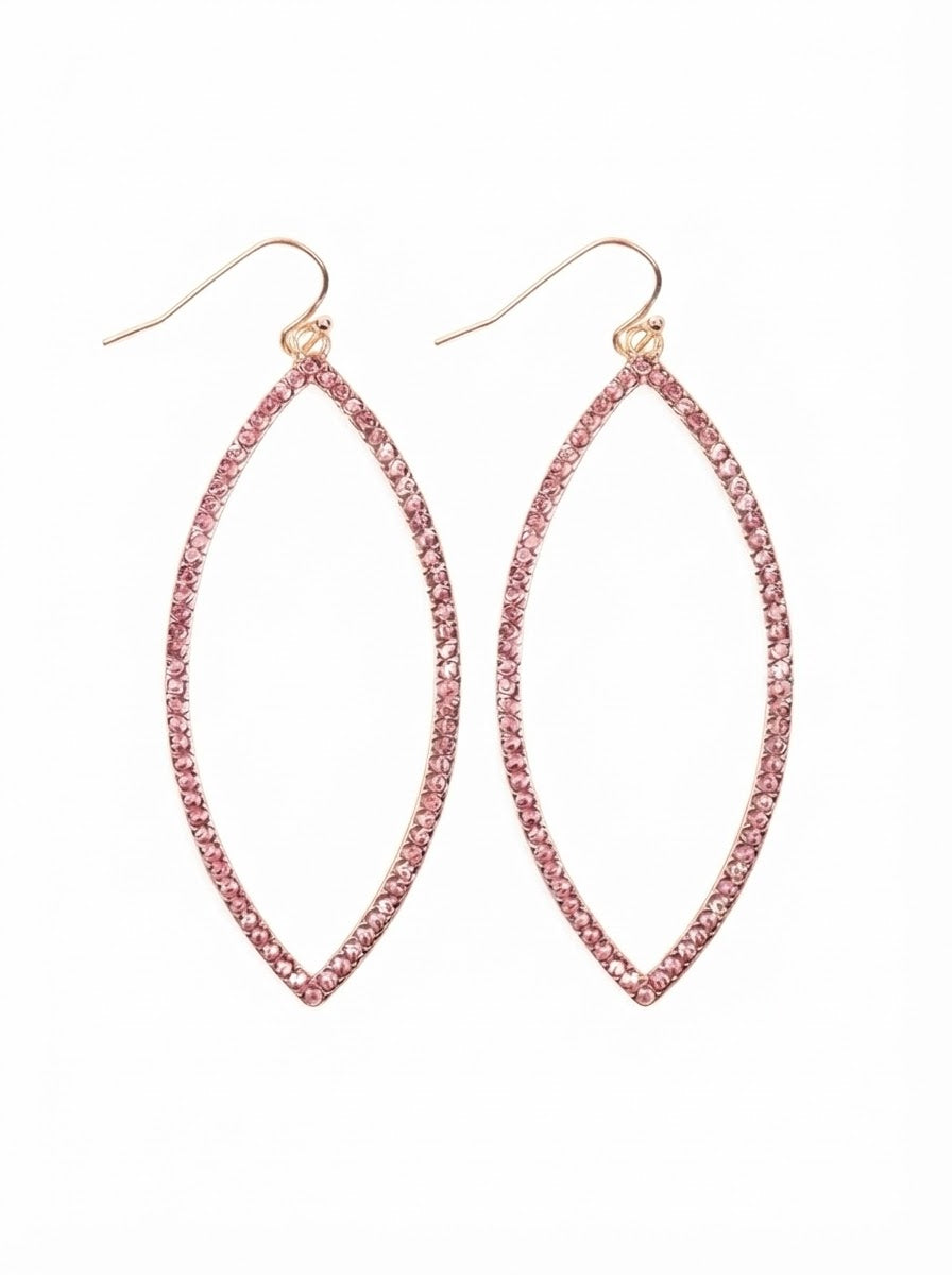 Open Marquise Pink Rhinestone Earrings