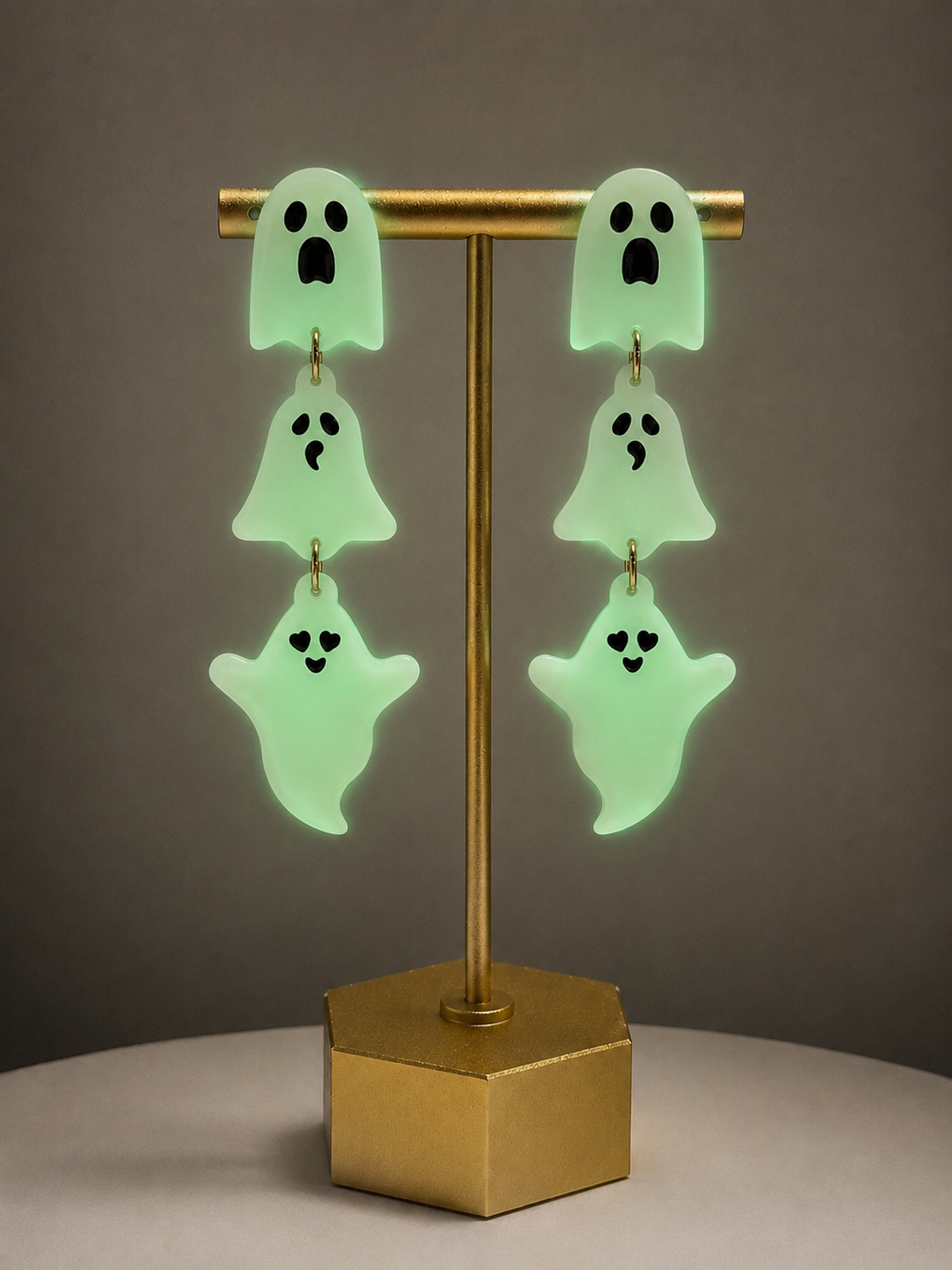 Glow-in-the-Dark Triple Ghost Drop Earrings