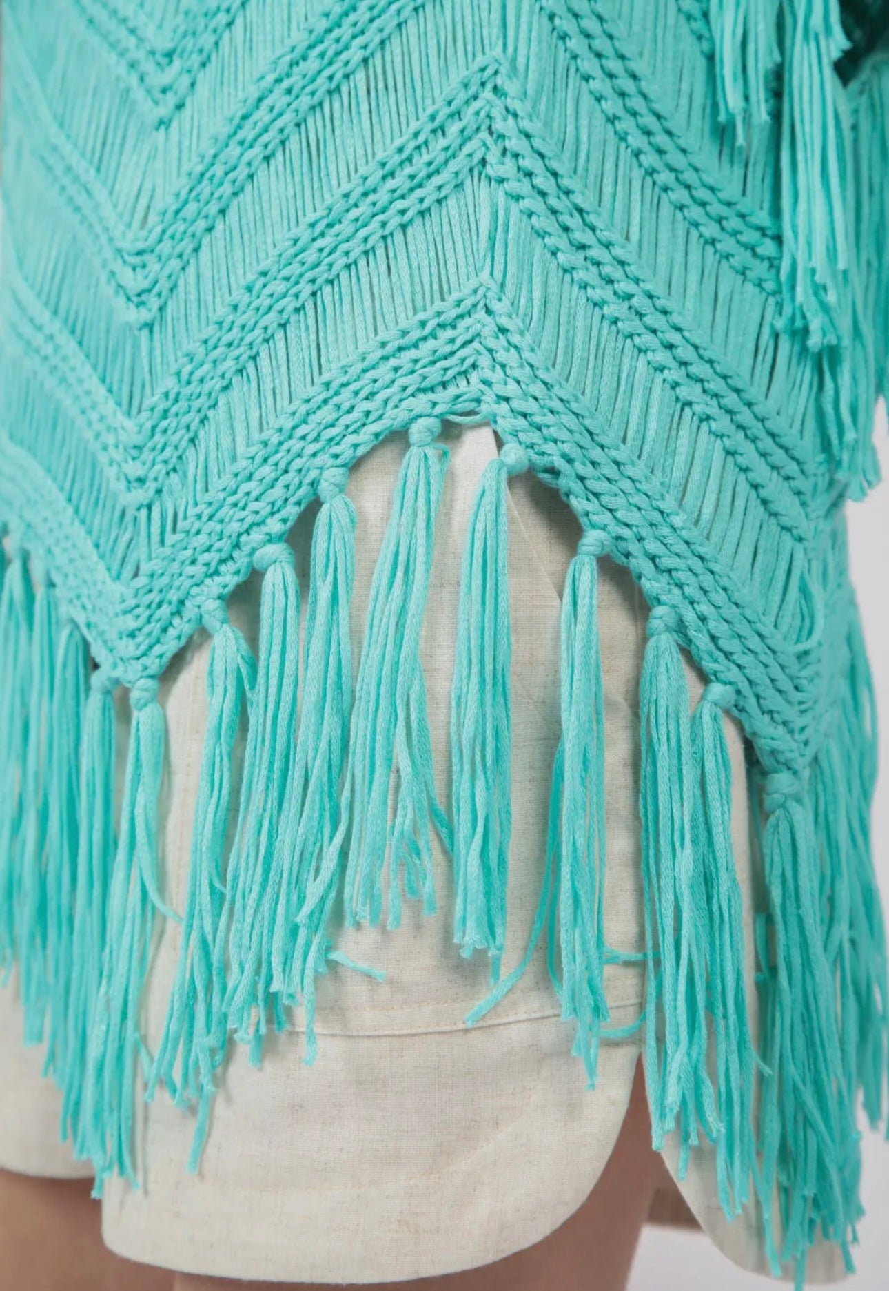 Mint Fringe Crochet Top