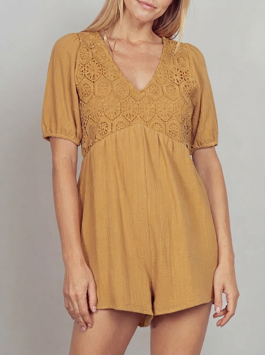 Lace Detail Woven Romper