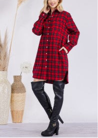 Oversized Flannel Top with Lace Detail