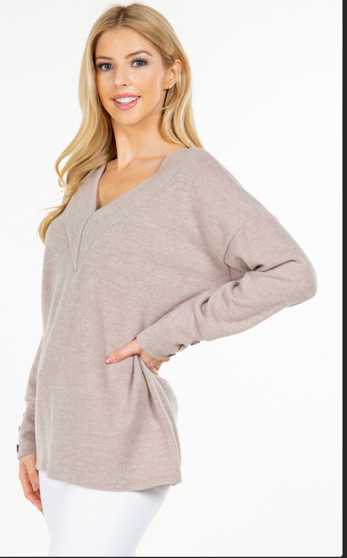Long Sleeve V Neck Sweater Top