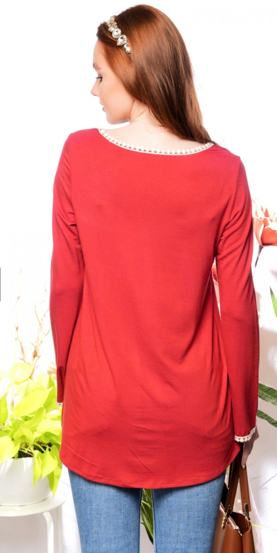 Lace Detail Long Sleeve Top