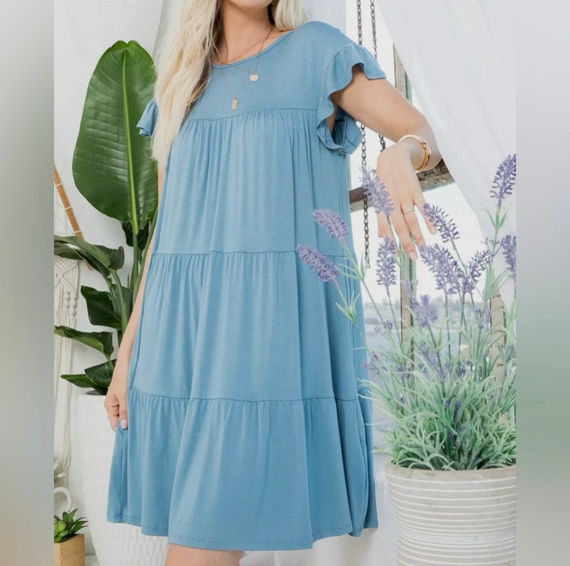 Solid Tiered Dress