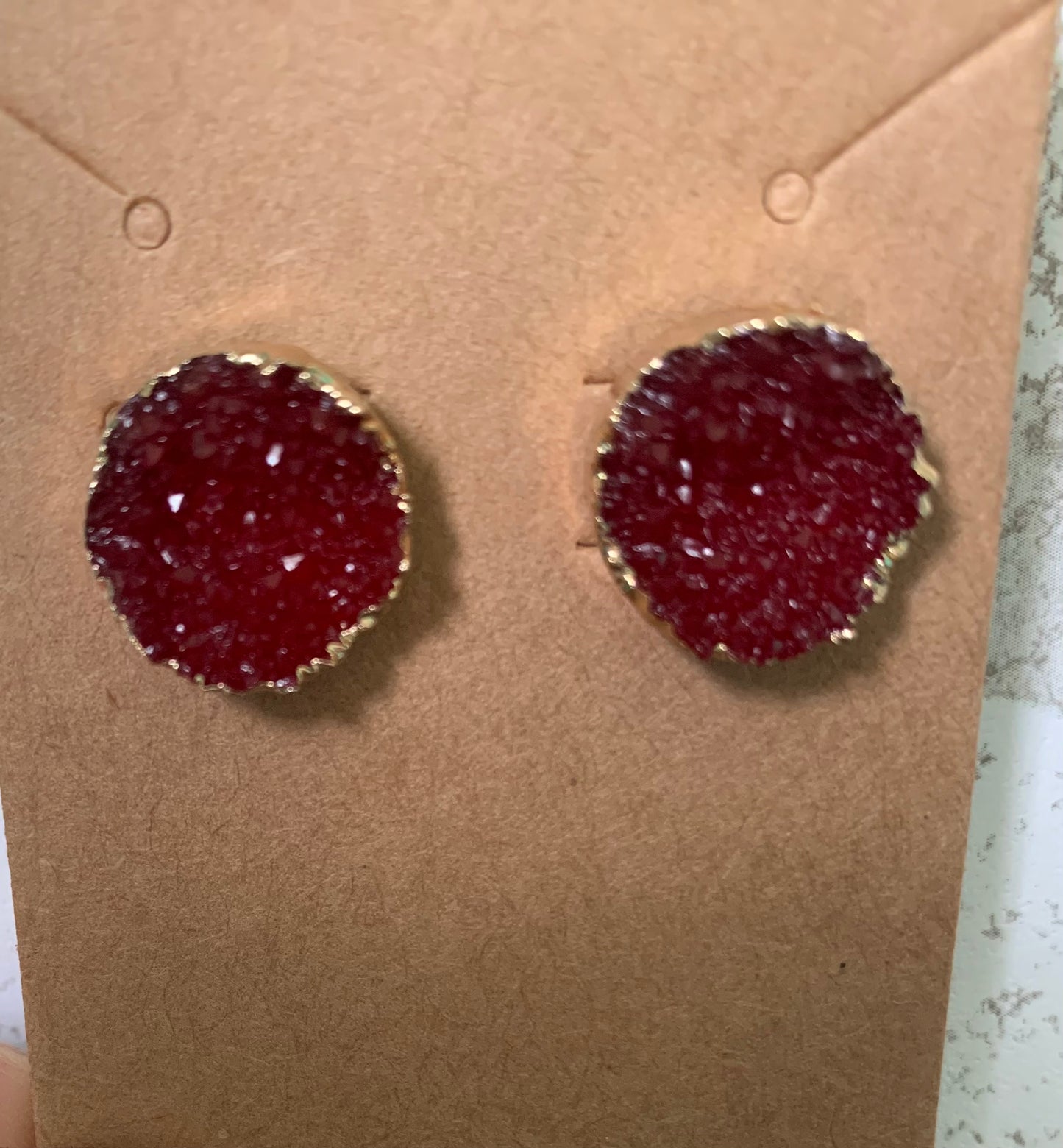 Stone Crystal Round Earrings