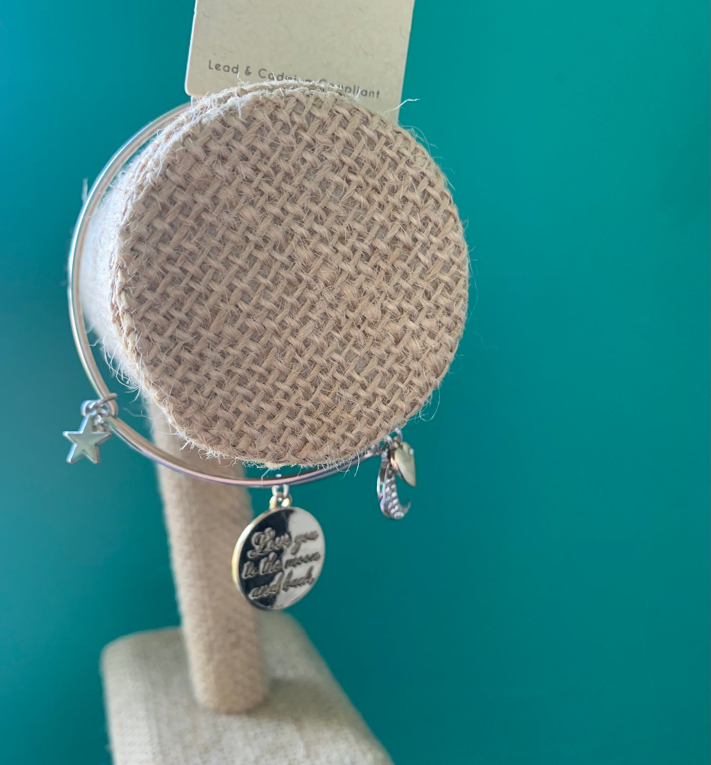 “Love you to the moon and back” dangle charm bracelet