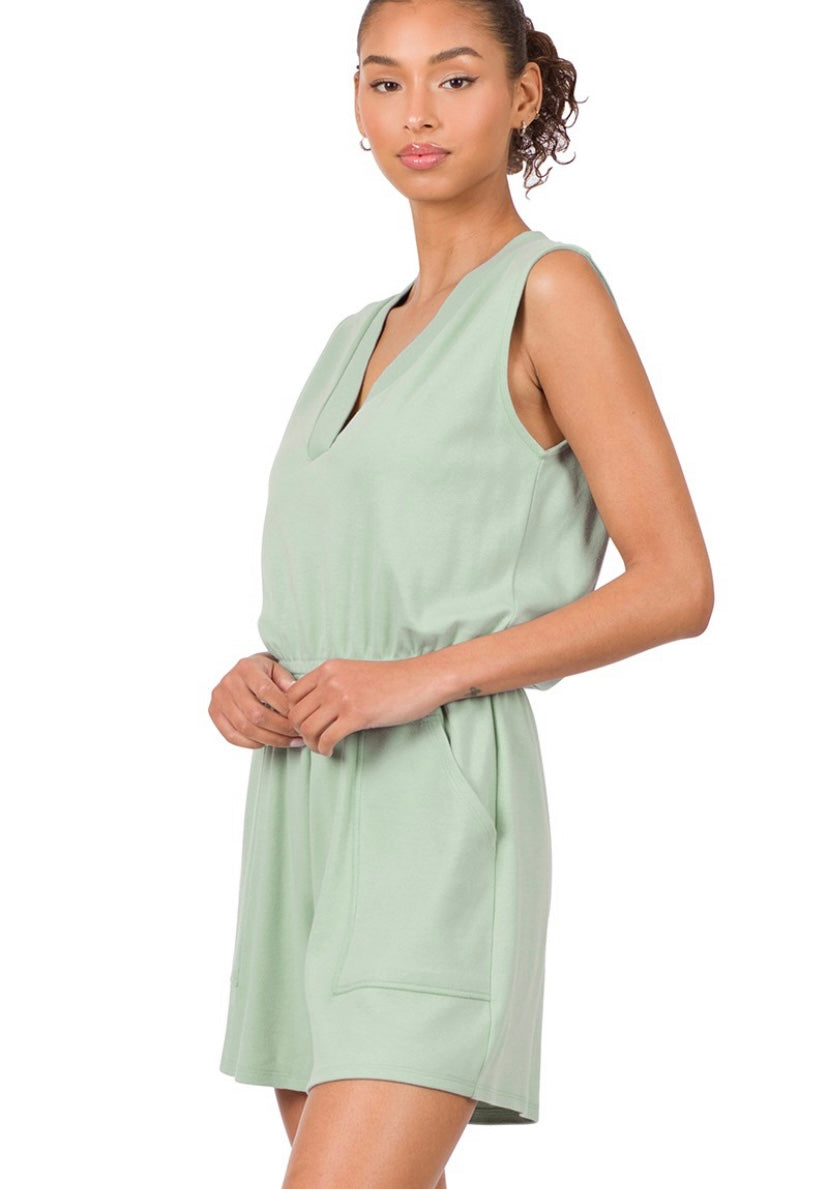 Sleeveless Cotton Short Romper