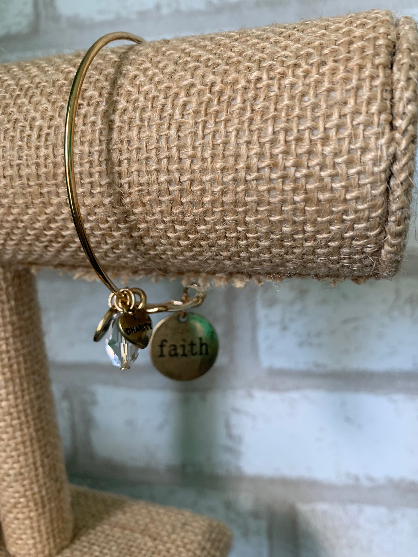 Faith Dangle Charm Bracelet Plated