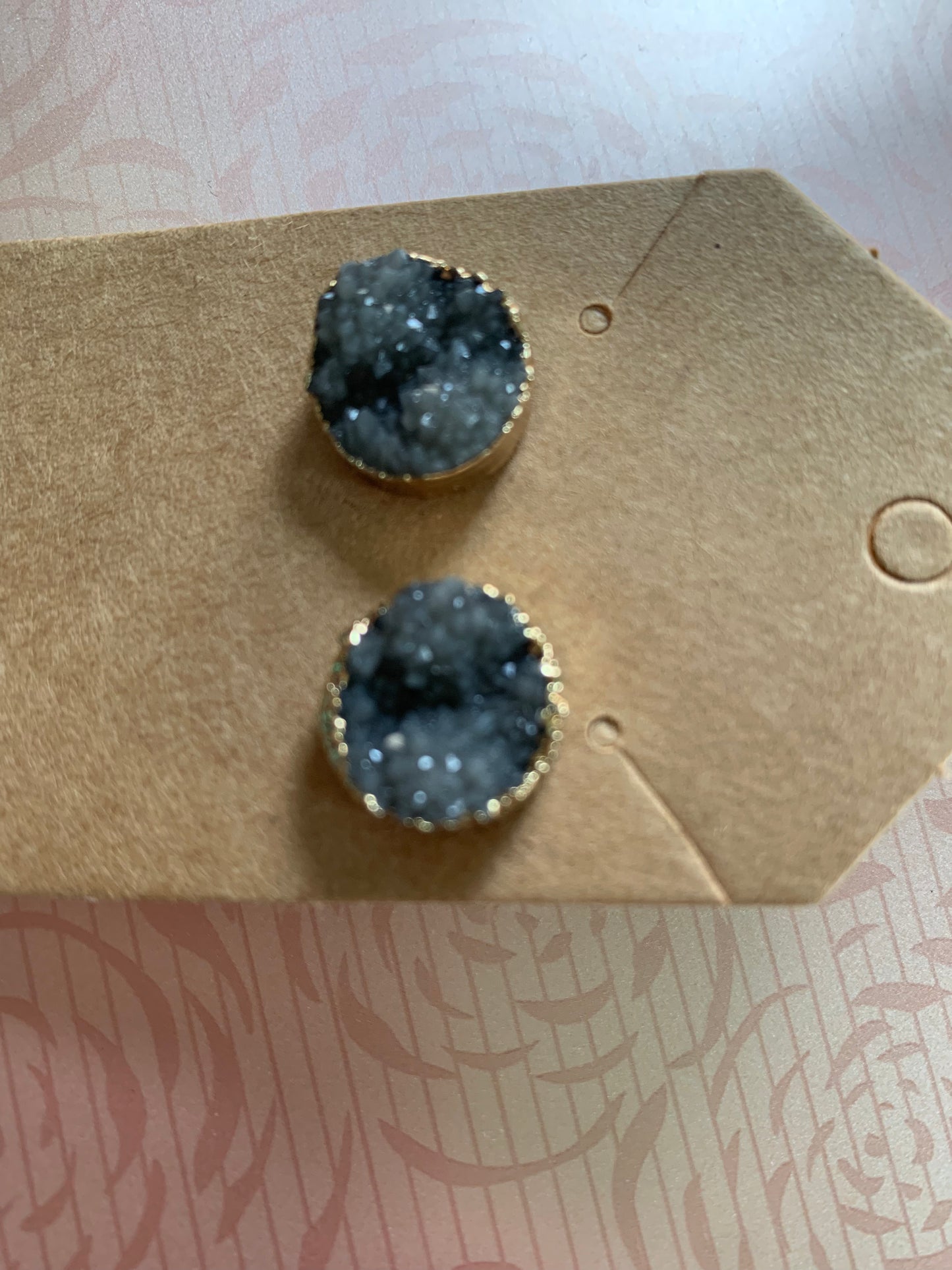Stone Crystal Round Earrings