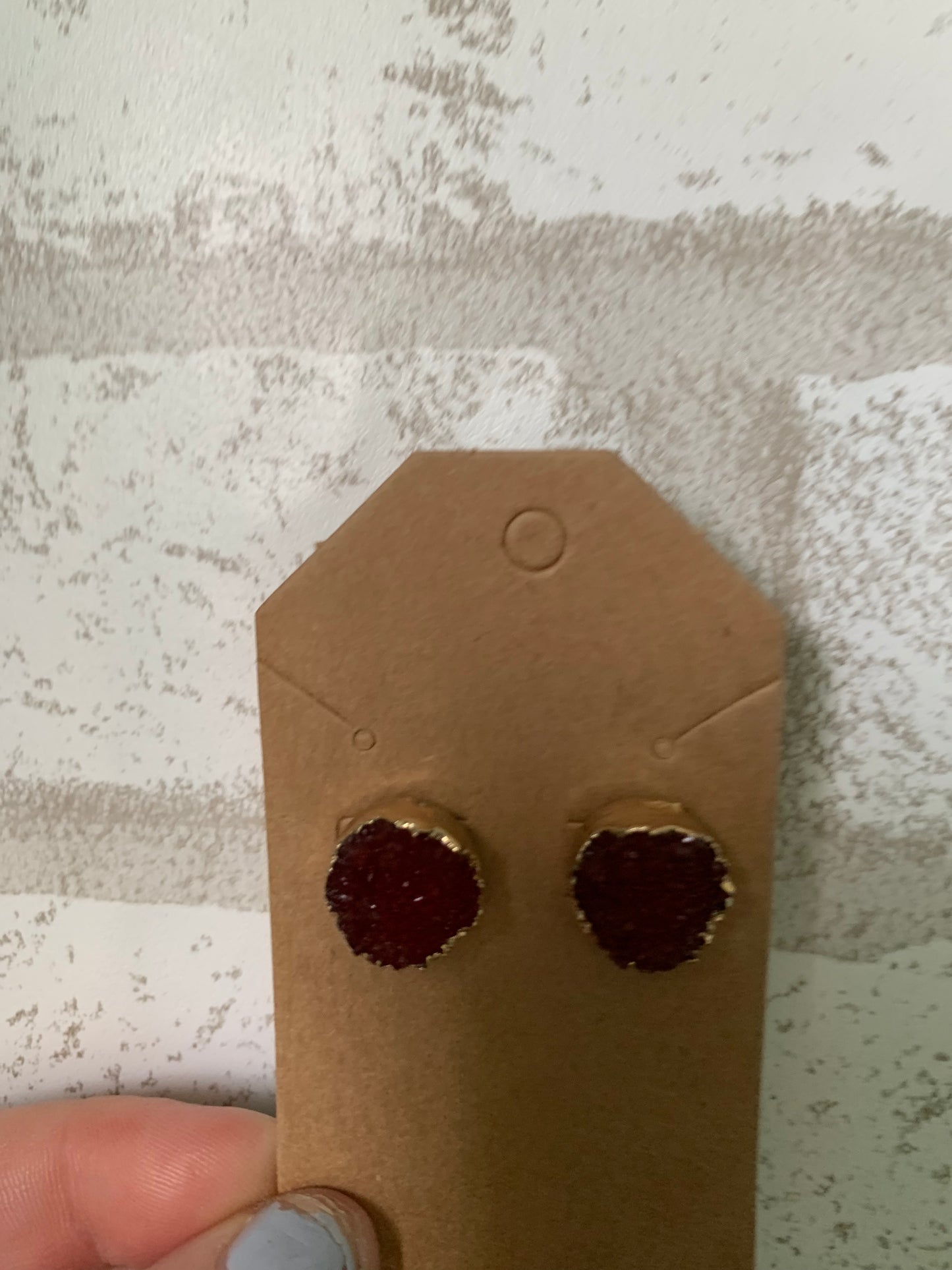 Stone Crystal Round Earrings