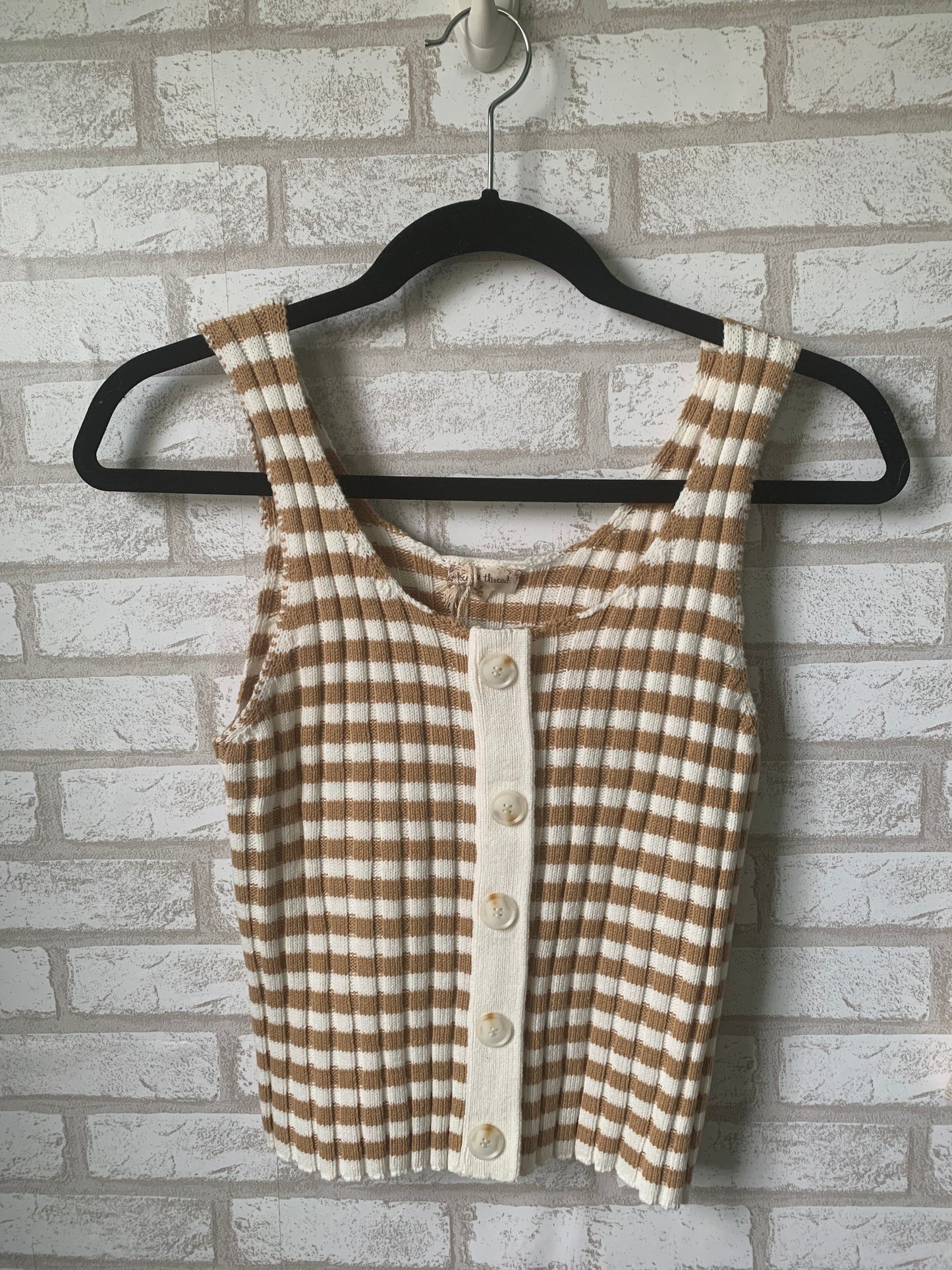 Stripe Rib Button Down Tank Sweater