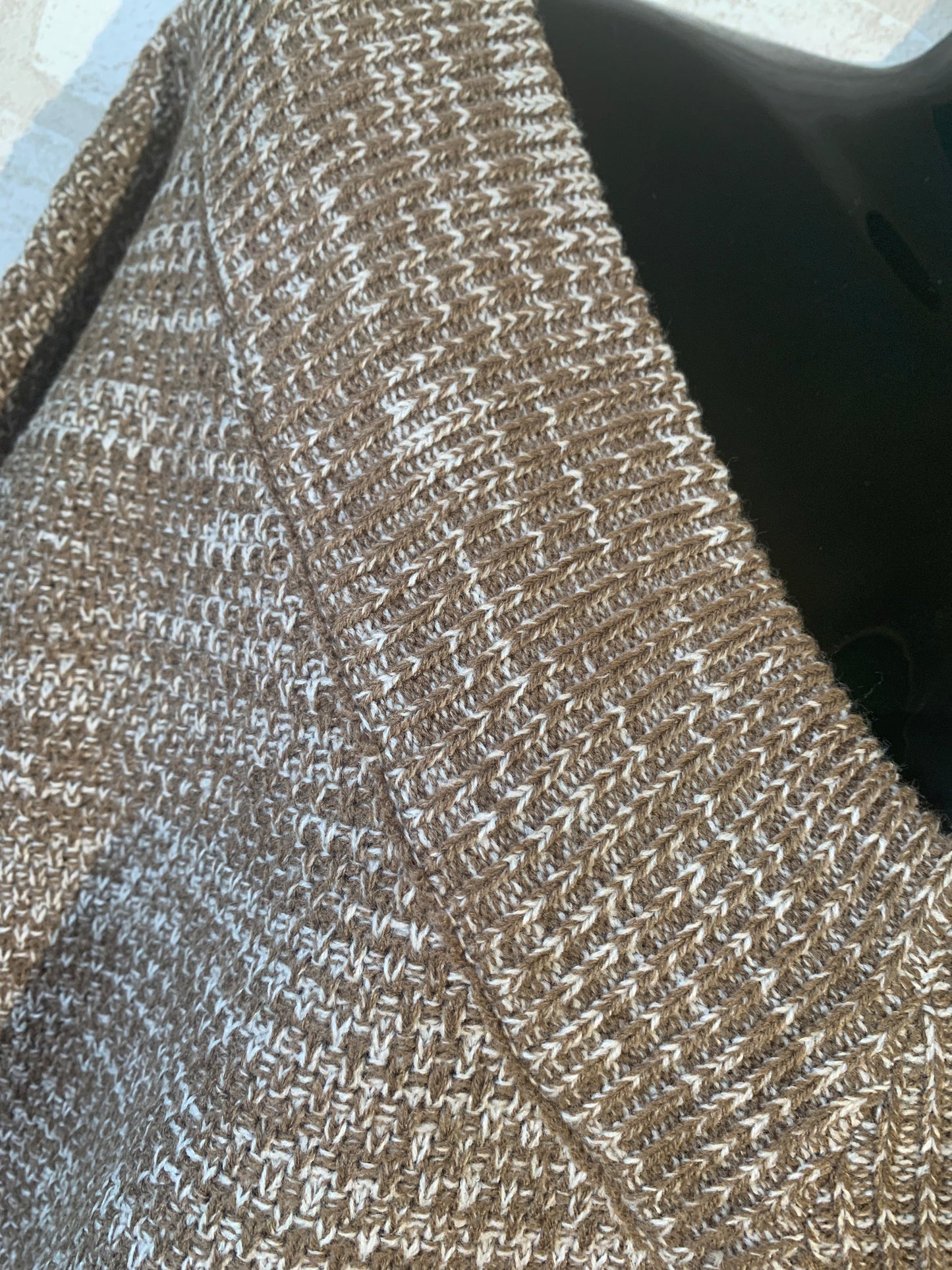 Mocha V Neck Sweater with Balloon Sleeve