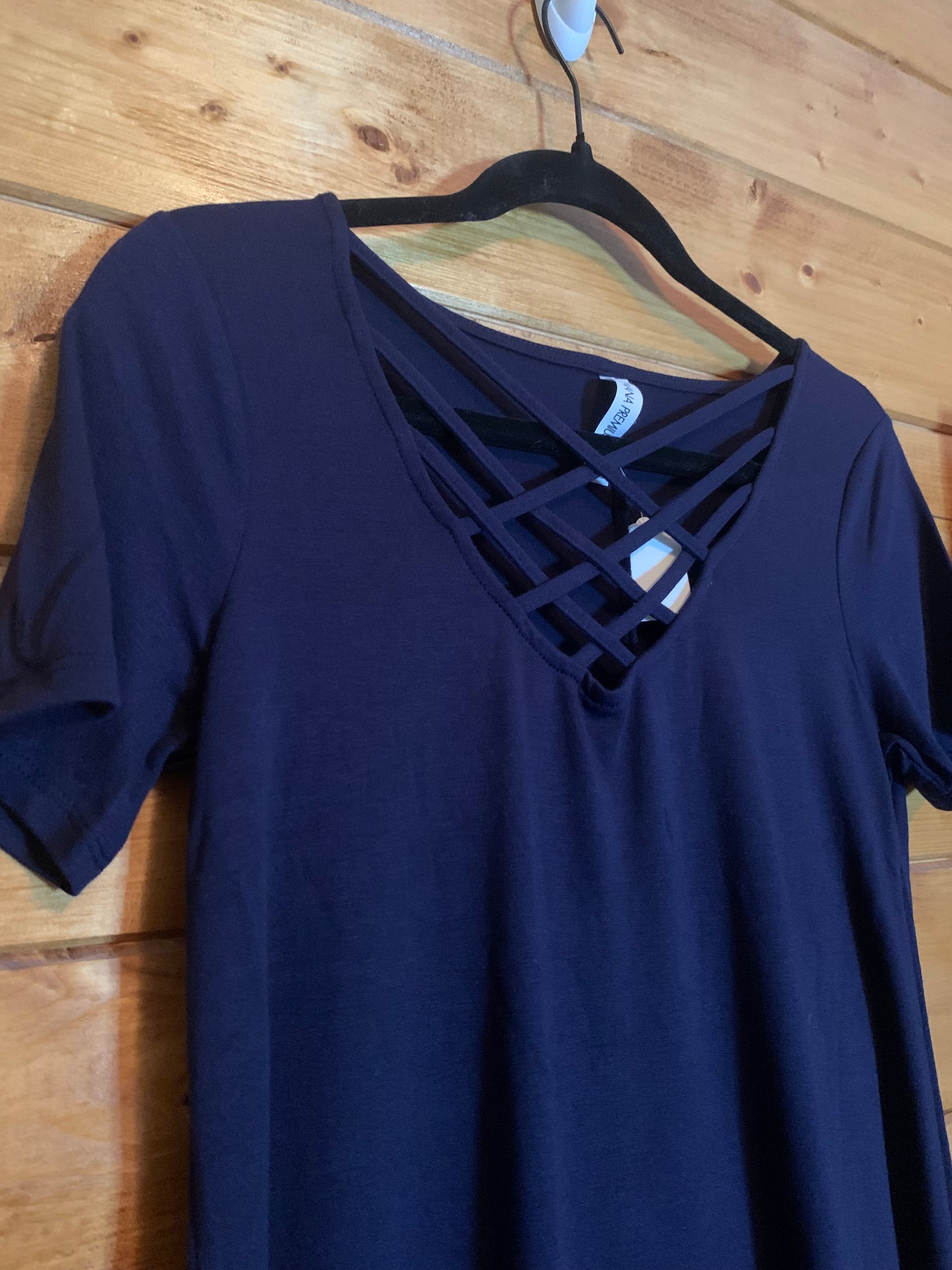 Navy Short Sleeve Top
