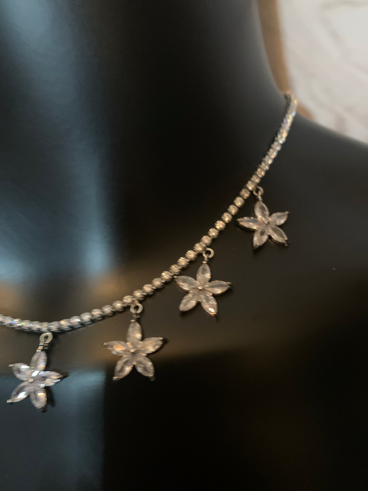 Multi Crystal Silver Star CZ Necklace