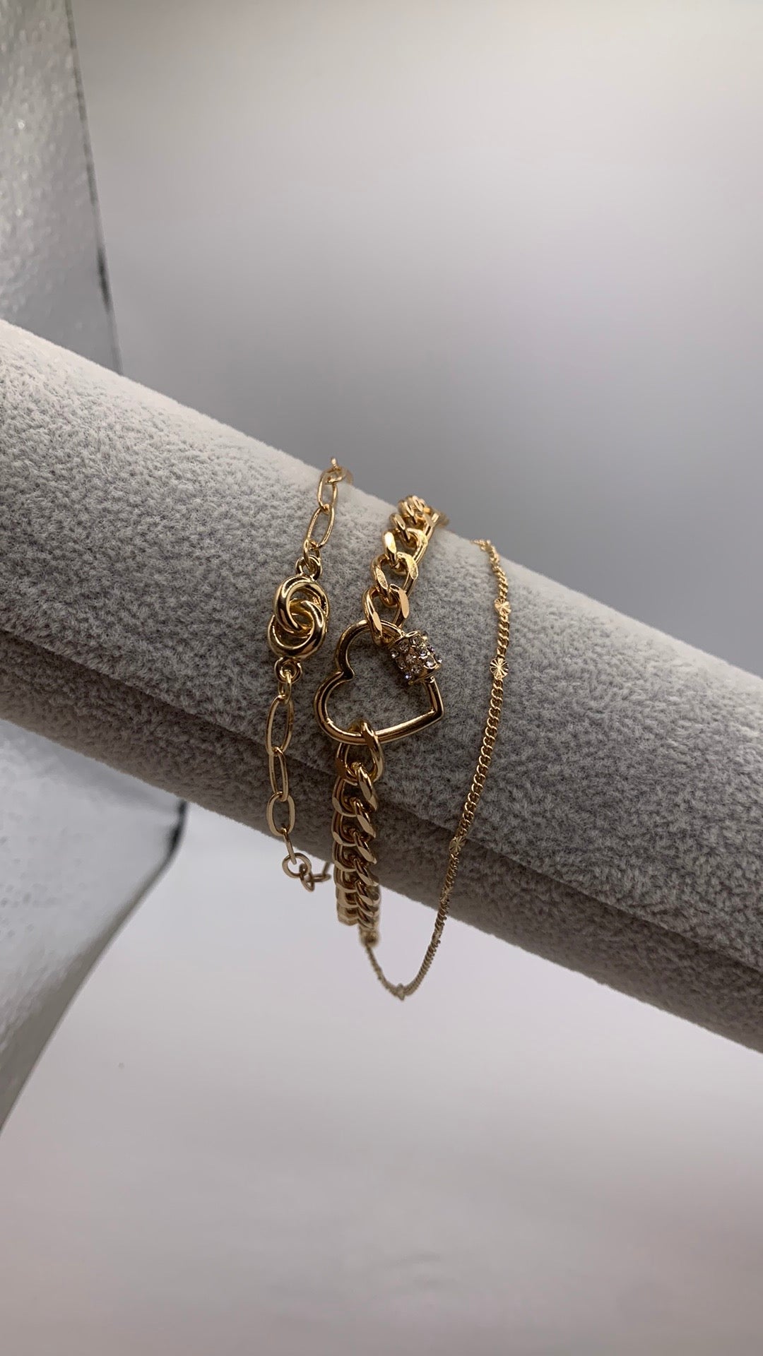 Trio Layer Heart Charm Bracelet