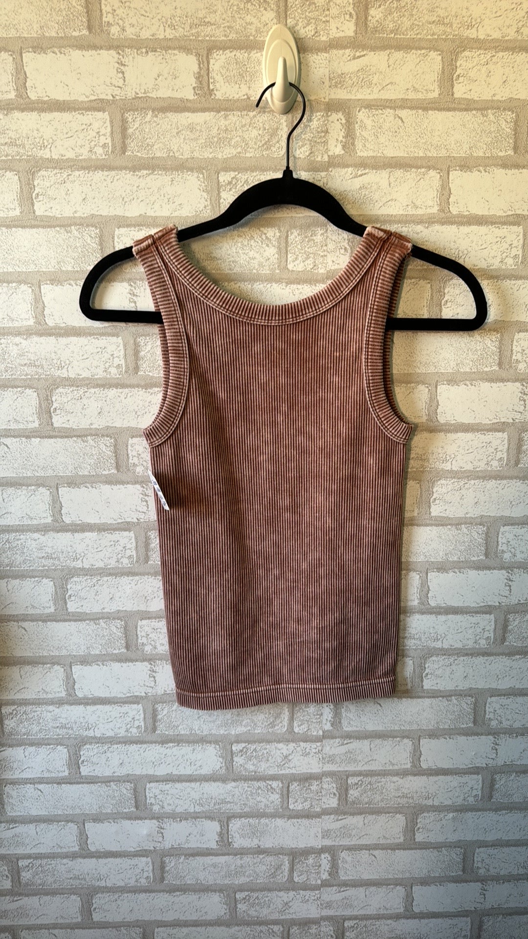 Two Way Neckline Wash Ribbed Tank Top