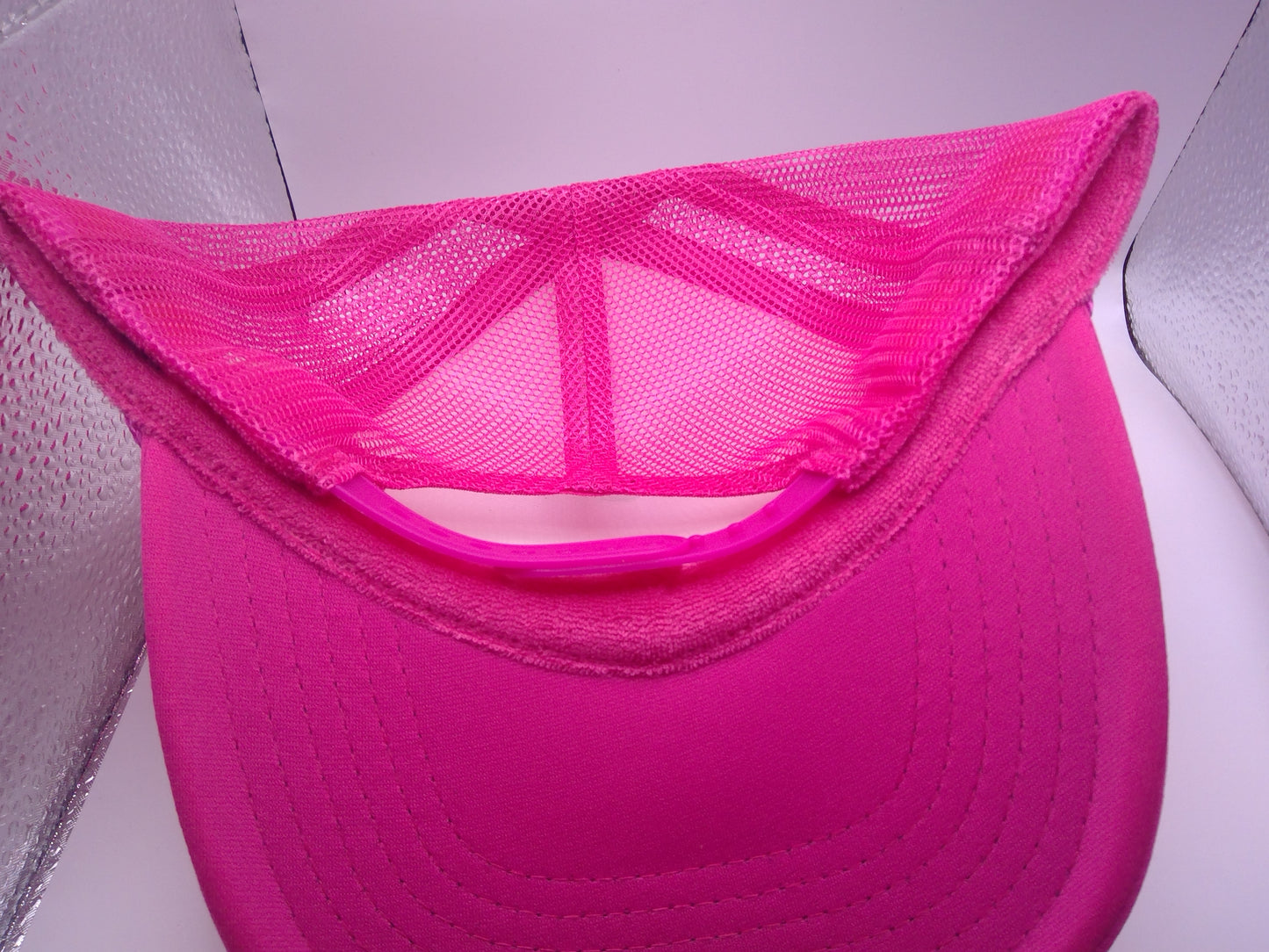 Rainbow Smiley Face Trucker Hat Pink