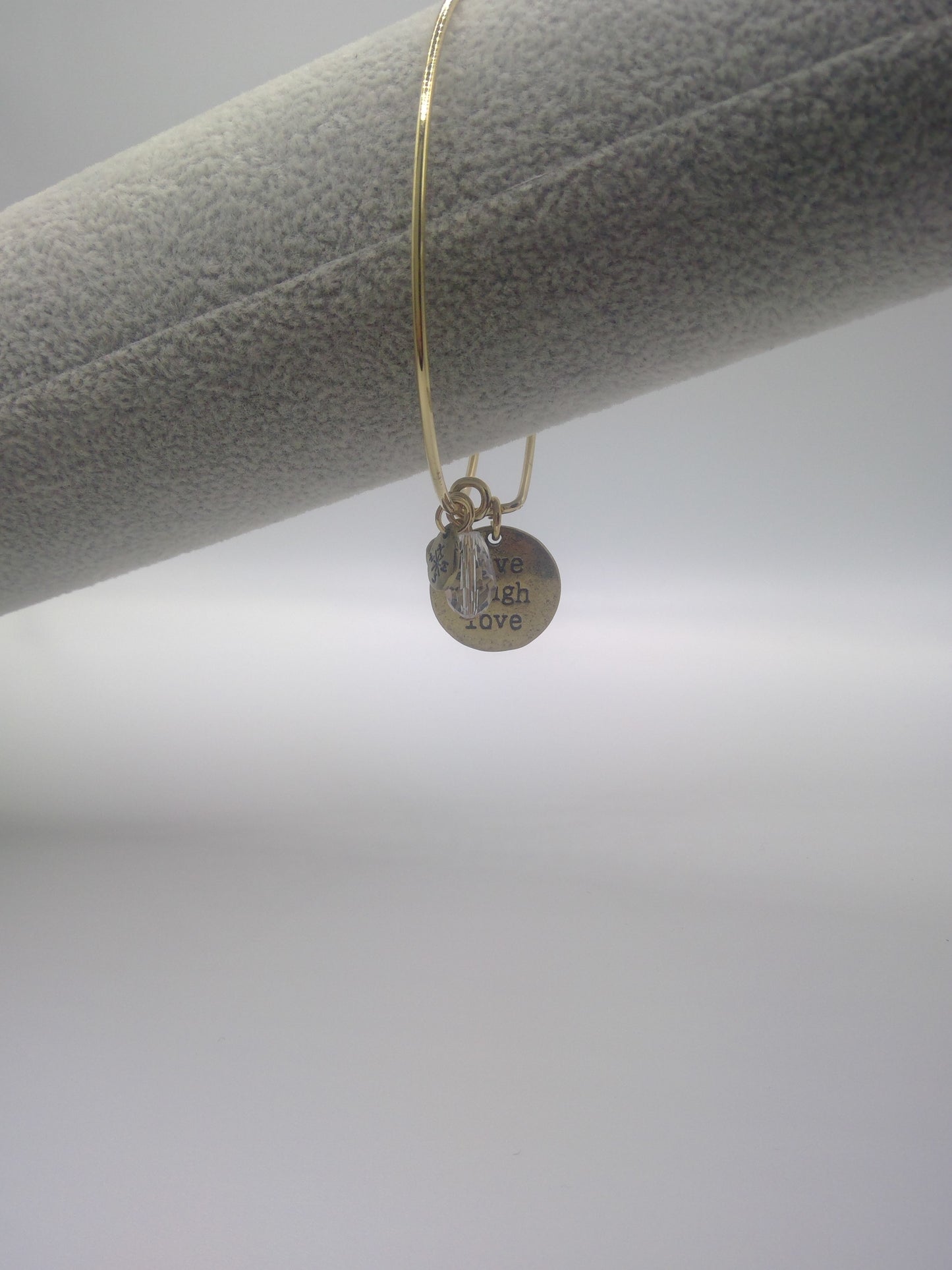 "Live Laugh Love" Dangle Charm Bracelet Plated over Brass