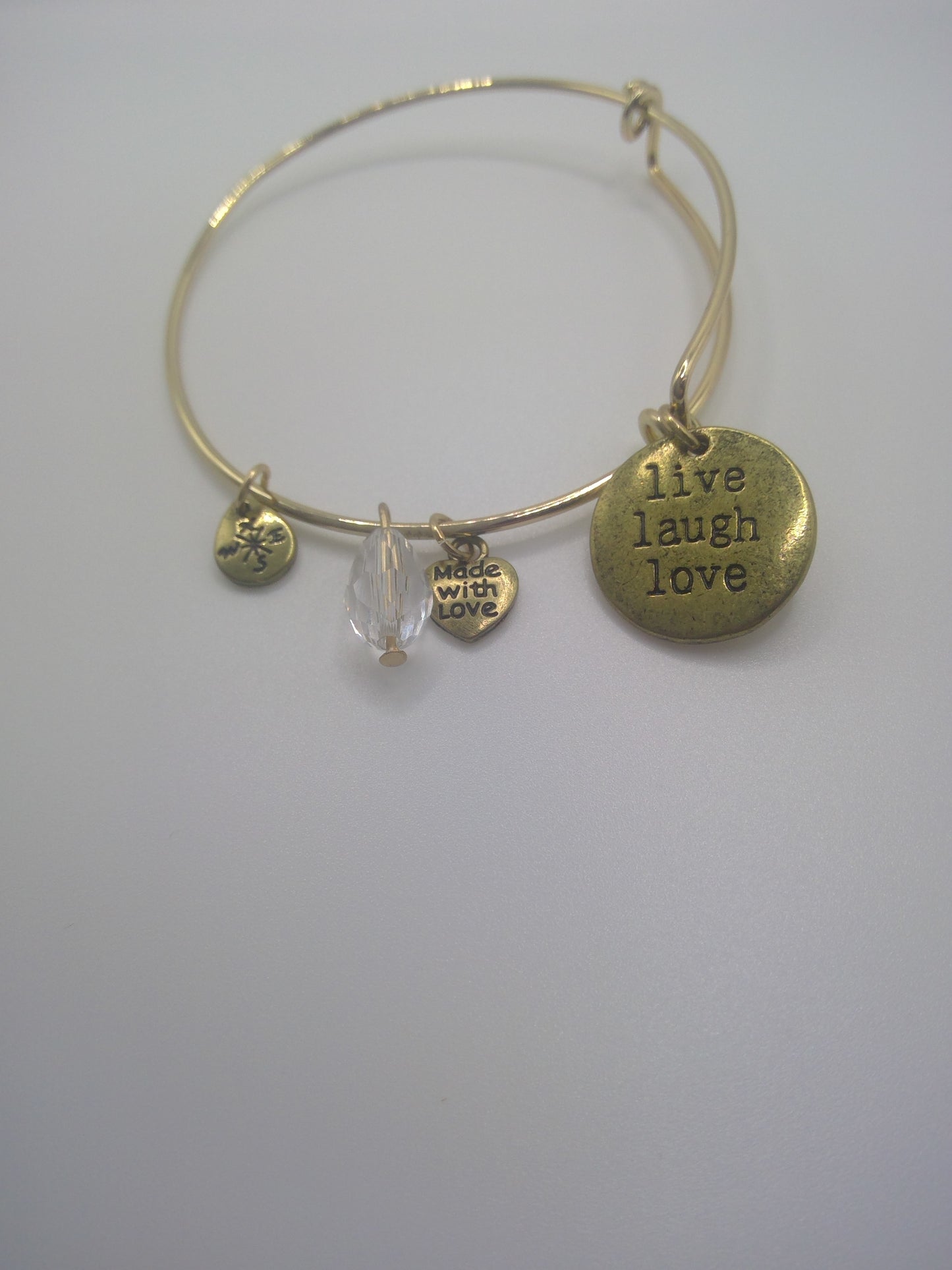 "Live Laugh Love" Dangle Charm Bracelet Plated over Brass