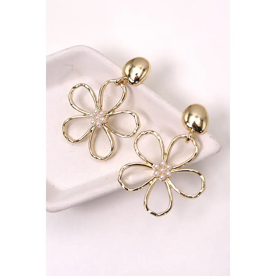 Flower Pearl Drop Earrings