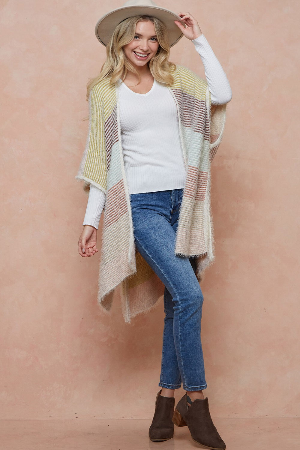 Open Front Multi Color Cardigan