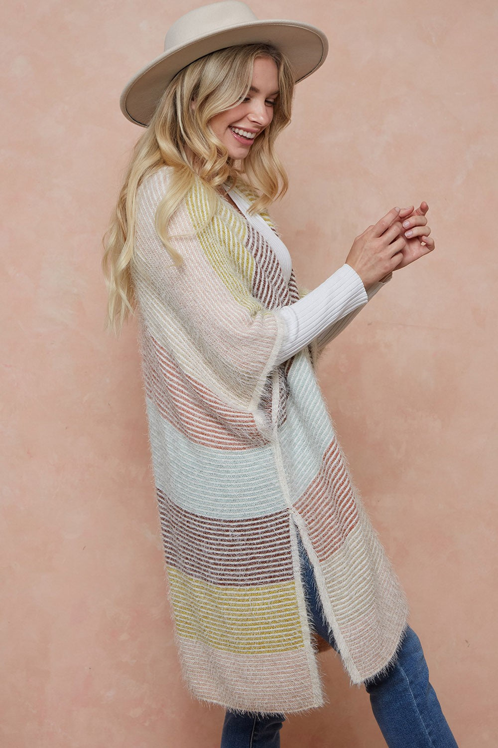 Open Front Multi Color Cardigan