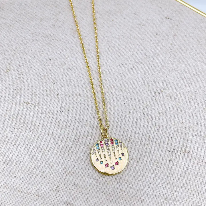 Rainbow Round Gold Plated Necklace