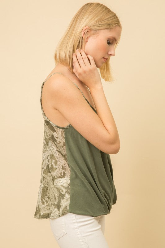 Modal Surplice With Contrast Trim Tank Top