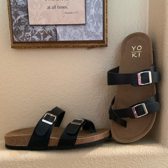 Vegan Leather Strapped Cork Sandle
