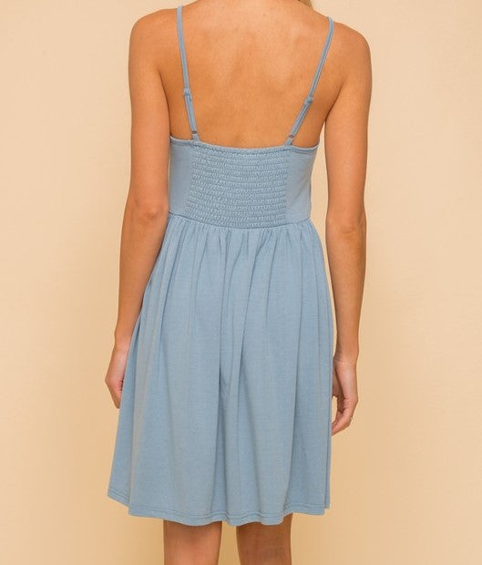 LACE TRIMMED STRAPPY JERSEY MINI DRESS