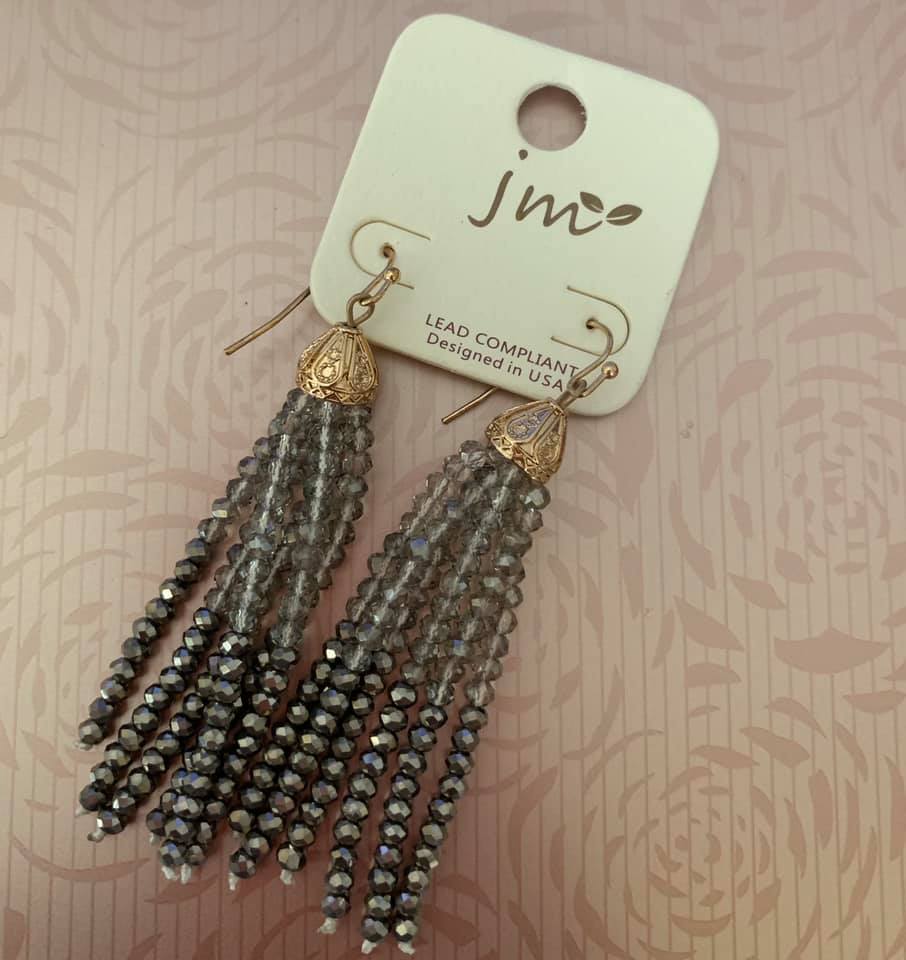 2 Tone Bead Tassel Earrings