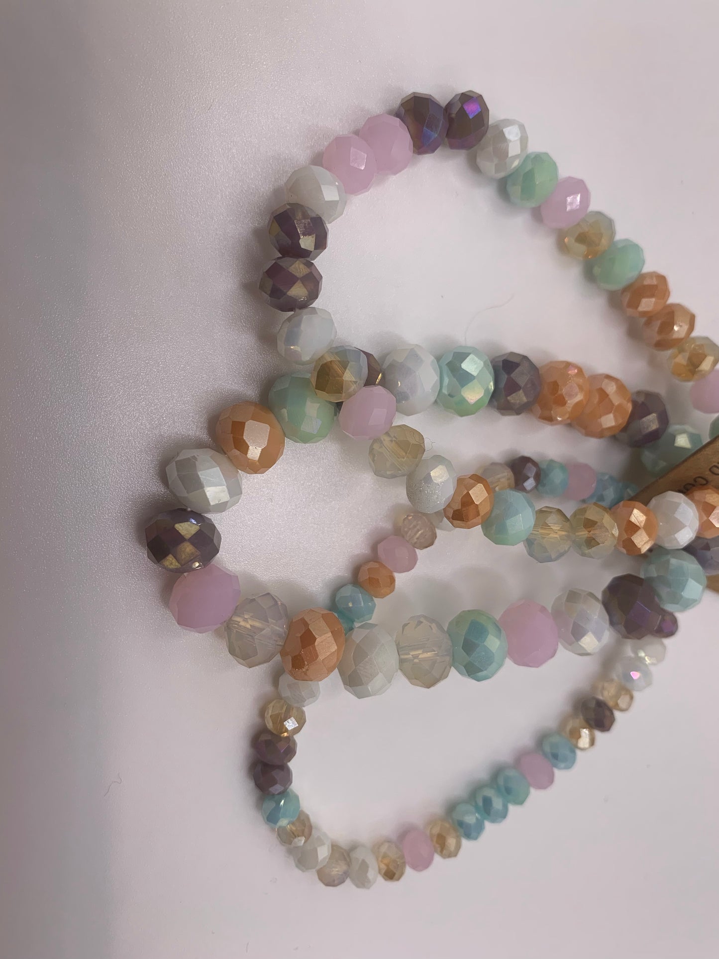 3 pc Multi Color Mix Crystal Bead Stretch Bracelet Set