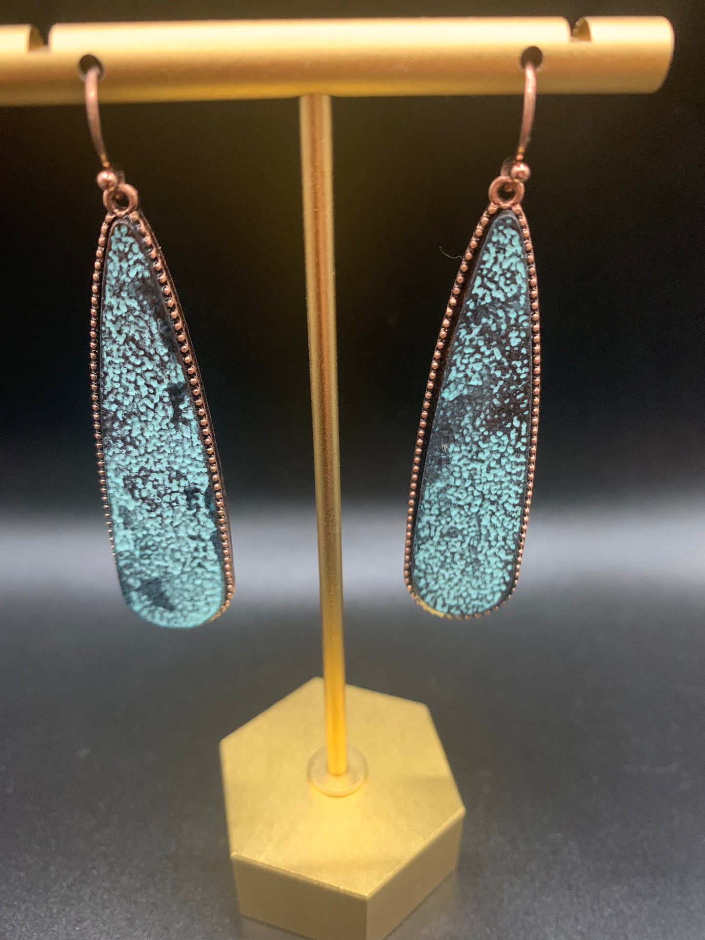 Long Teardrop Cast Dangle Earrings