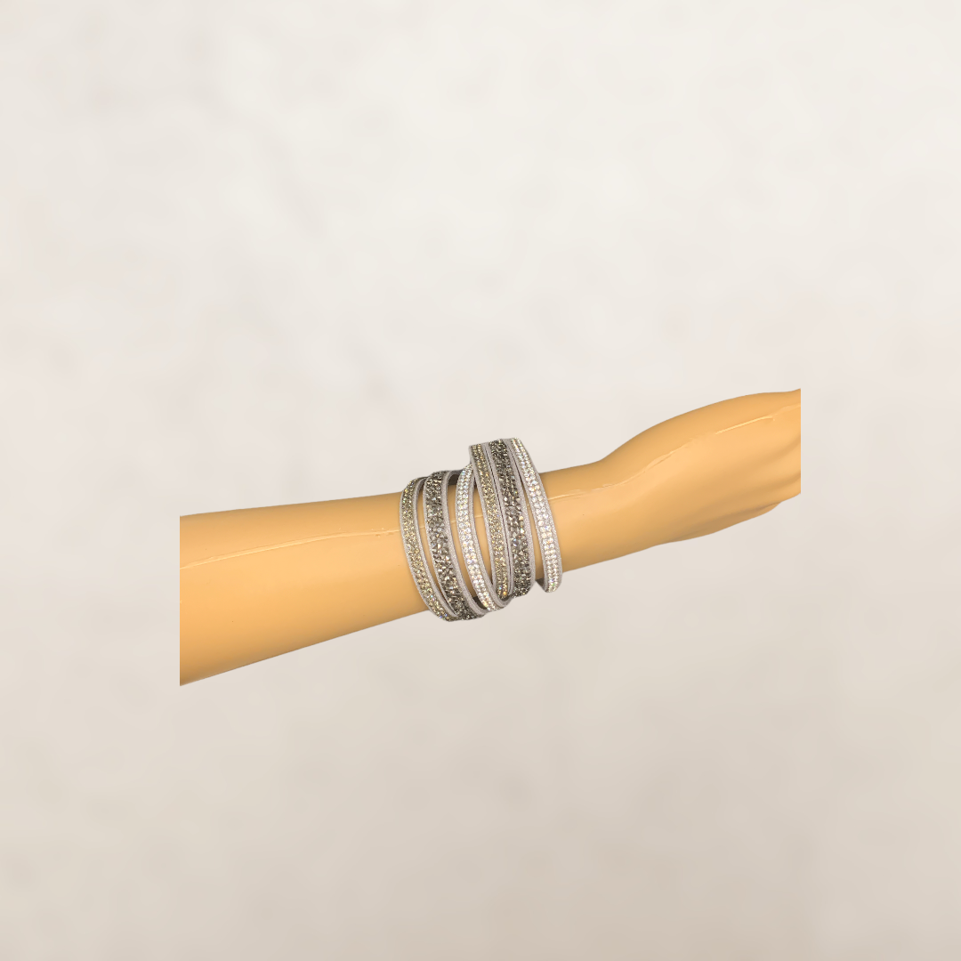 Crystal Layer Wrapped Cuff Bracelet
