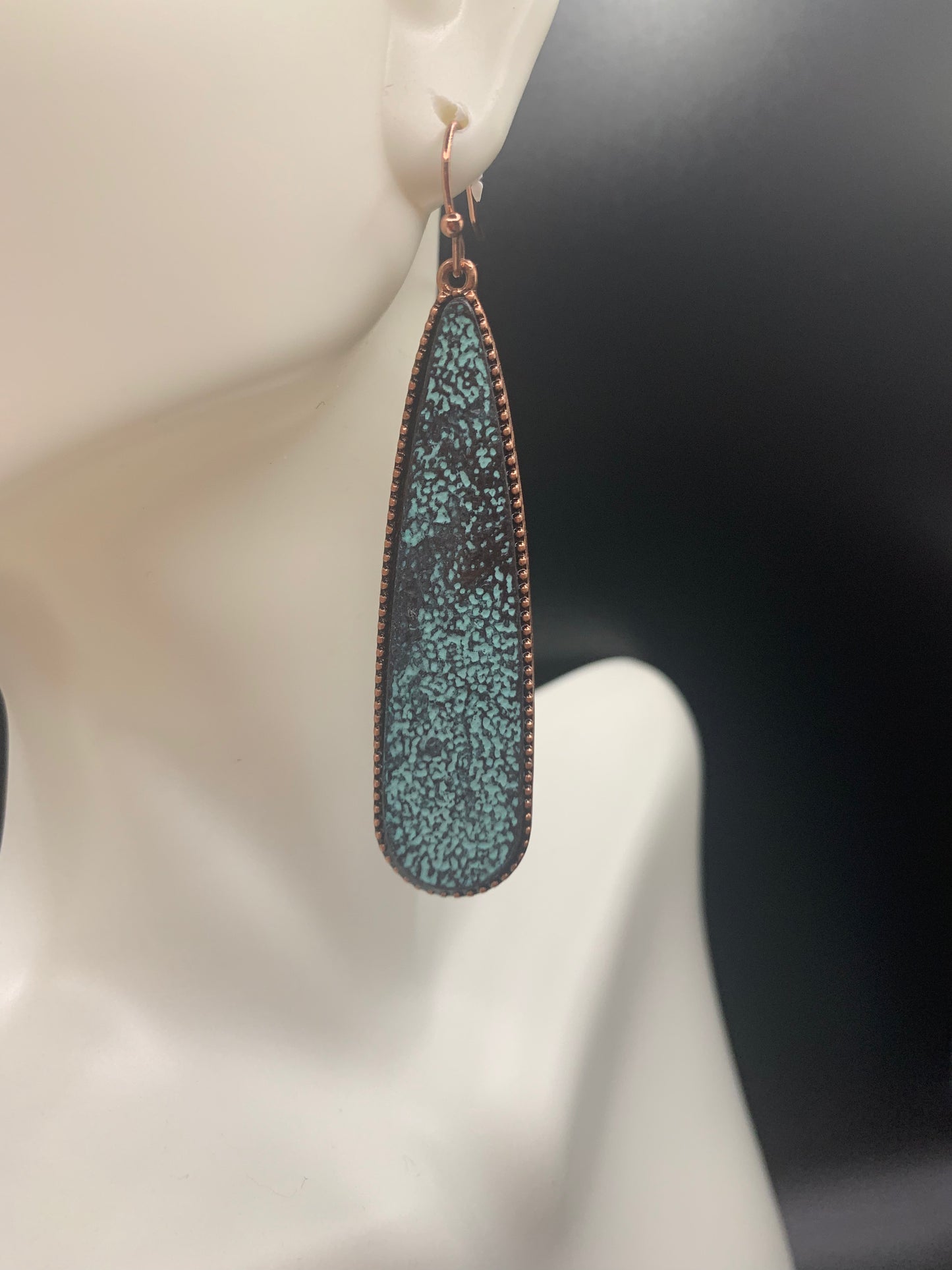 Long Teardrop Cast Dangle Earrings