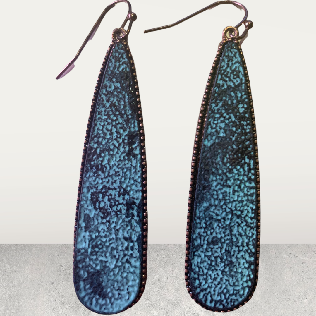 Long Teardrop Cast Dangle Earrings