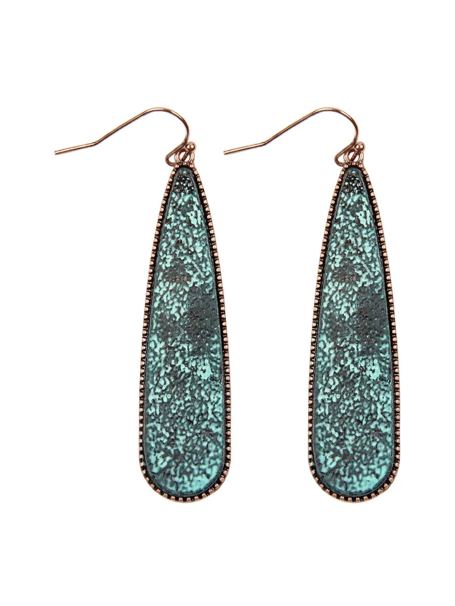 Long Teardrop Cast Dangle Earrings