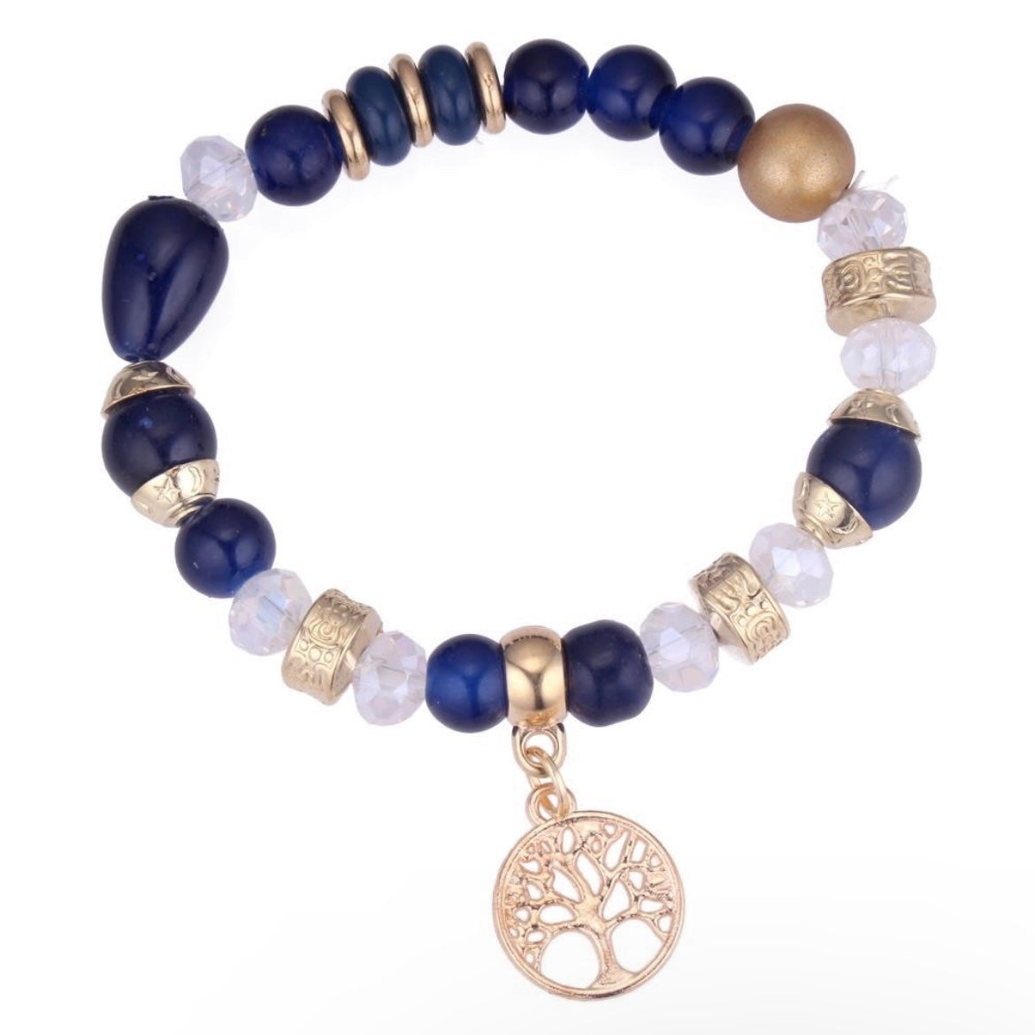 Fashion lucky tree blue beaded bracelet