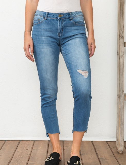 Raw Hem Skinny Jeans