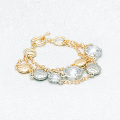 TRIPLE STRAND LARGE CZ 2 TONE TOGGLE BRACELET - Meraki B Shop