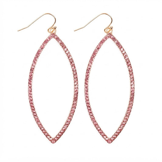 Open Marquise Pink Rhinestone Earrings
