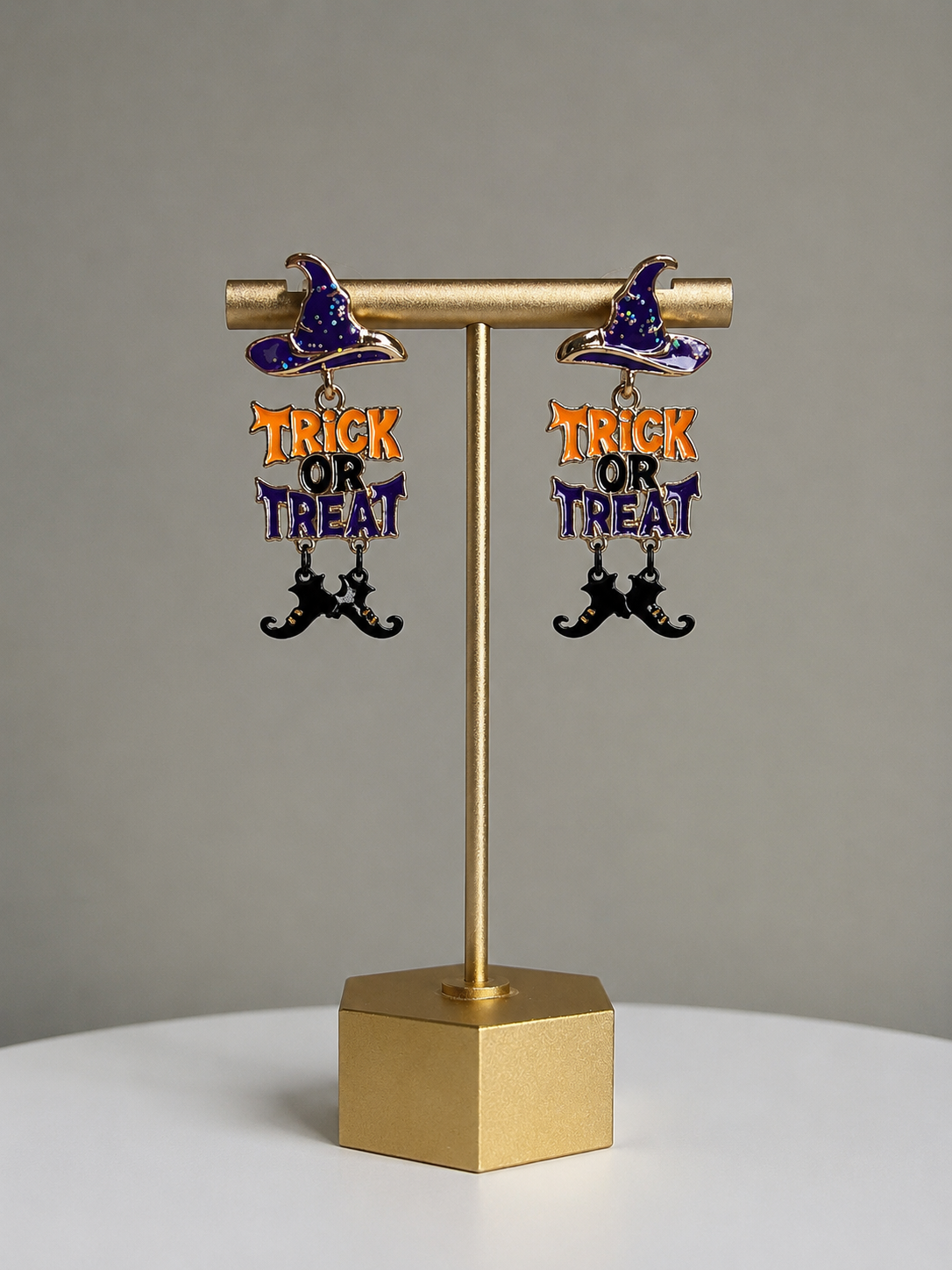 Halloween Enchanted Witch Hat & Boots Drop Earrings